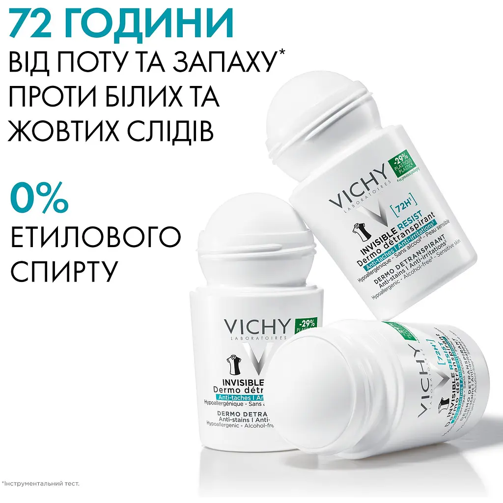 Дезодорант-антиперспирант Vichy Deo Invisible Resist шариковый 72 часа защиты 50 мл  - фото 3