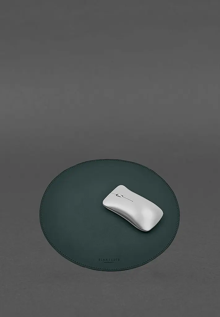 Круглый коврик для мышки из натуральной кожи зеленый краст - фото 4