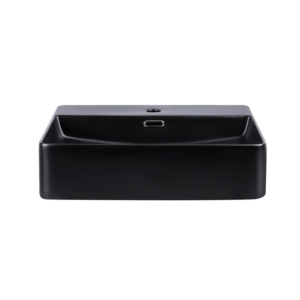 Умивальник Qtap Nando LT 500x420x130 Black matt QT12116146AMB, Чорний матовий - фото 2