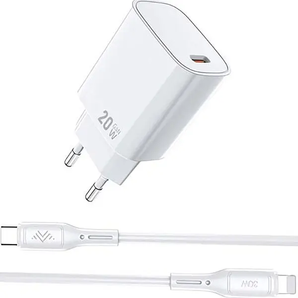 Мережевий зарядний пристрій Monblan Quick Duo Series 20W + Cable USB-C to Lightning White [160760] - фото 2