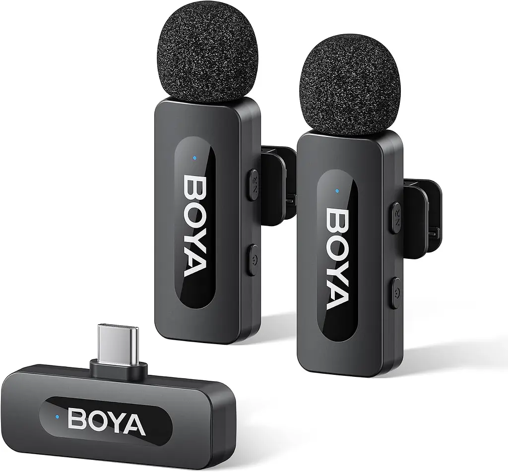 Професійний петличний бездротовий мікрофон Boya BY-V20 V2.0 Роз'єм Type-C 2шт Black (18873-prm)
