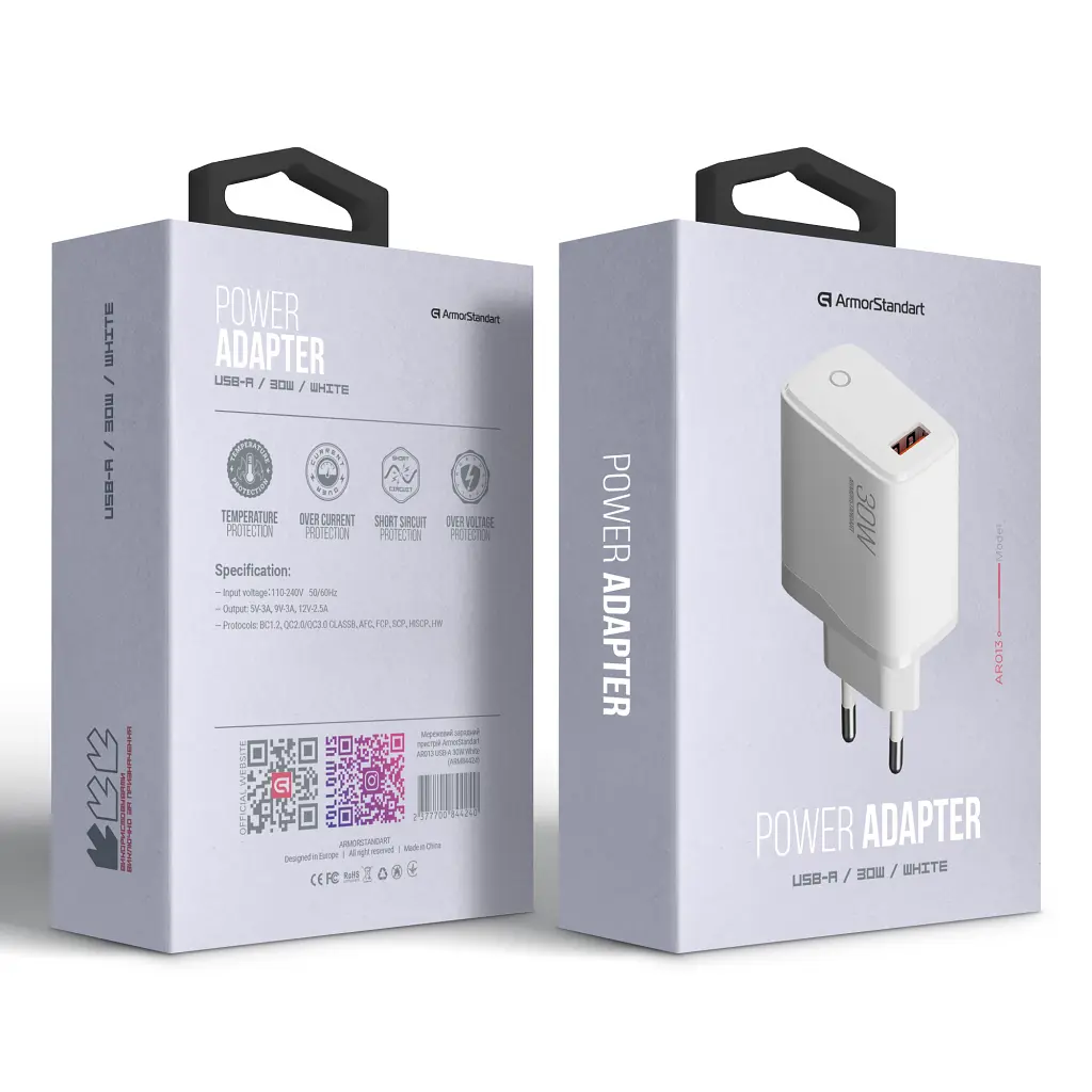 Зарядний пристрій Armorstandart AR013 USB-A 30W white (ARM84424) - фото 2