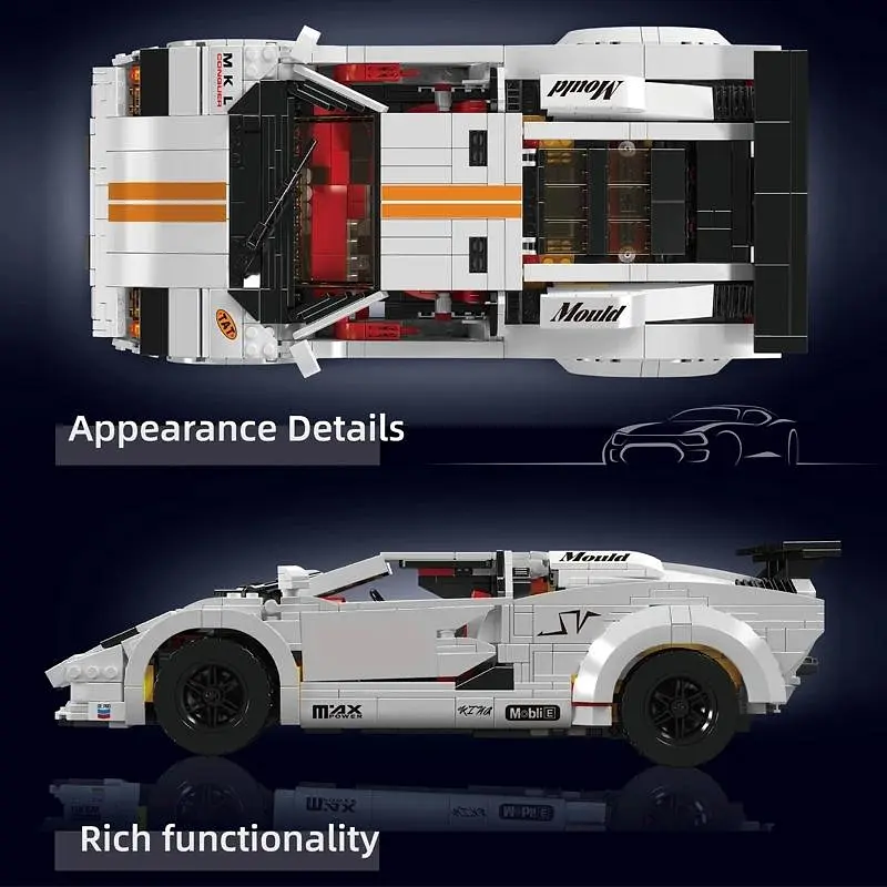 Конструктор машина на радиоуправлении Mould King Lamborghini Countach машинка ламборгини  1384 деталей - фото 6