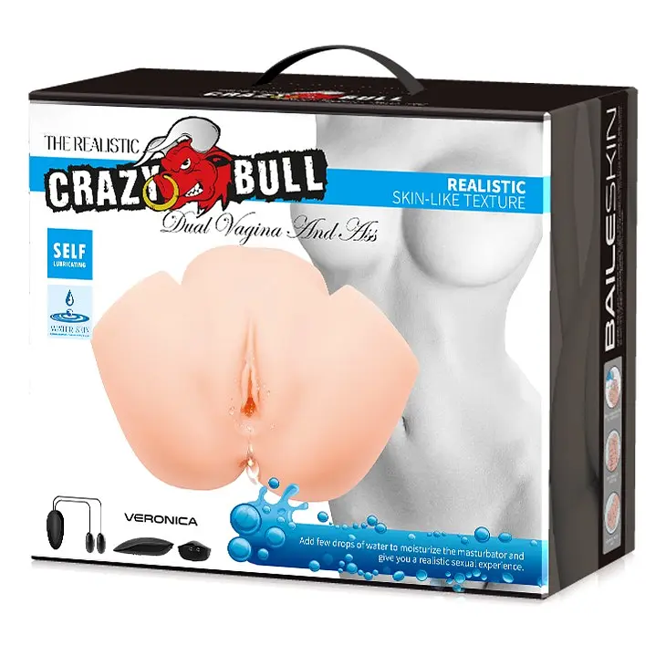 Мастурбатор Baile Crazy Bull Dual Vagina and Ass з вібрацією тілесний - фото 8