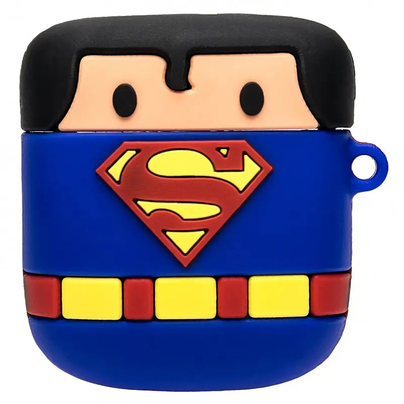 Силіконовий футляр Marvel & DC series для навушників AirPods 1/2 + кільце Супермен/Синій - фото 2