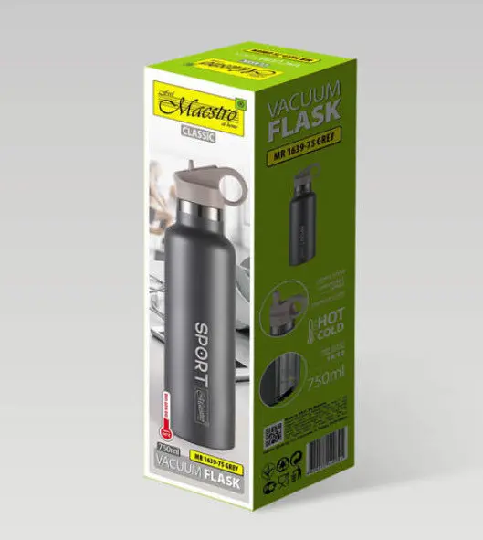 Термокухоль з нержавіючої сталі Maestro MR-1639-75 термос термопляшка Маестро 0.75 л Сірий - фото 3
