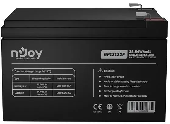 Акумуляторна батарея Njoy 12V 12AH (BTVACATBCTI2FCN01B) AGM (GP12122F) - фото 6