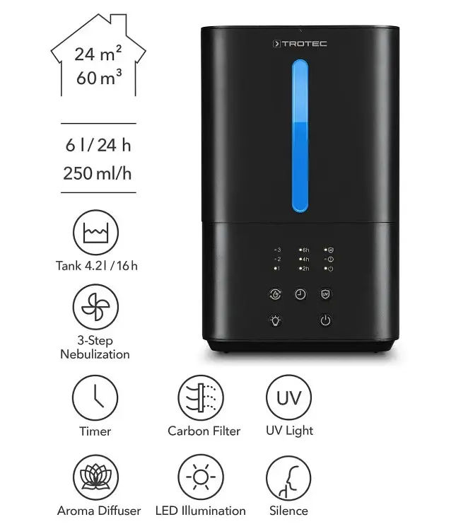 Зволожувач повітря ультразвуковий Trotec B 4 E Black (1160000053) - фото 5