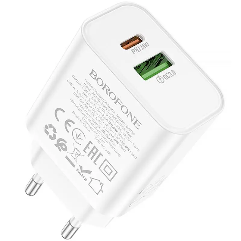 СЗУ Borofone BA88A Navy PD20W+QC3.0 (1USB-A/1C) - фото 3