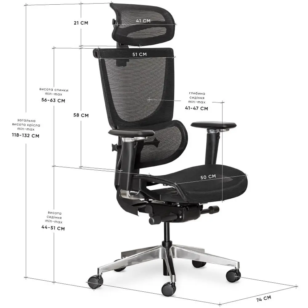 Крісло Mealux S8 Air Black ( HF-S8P M/B) - фото 3