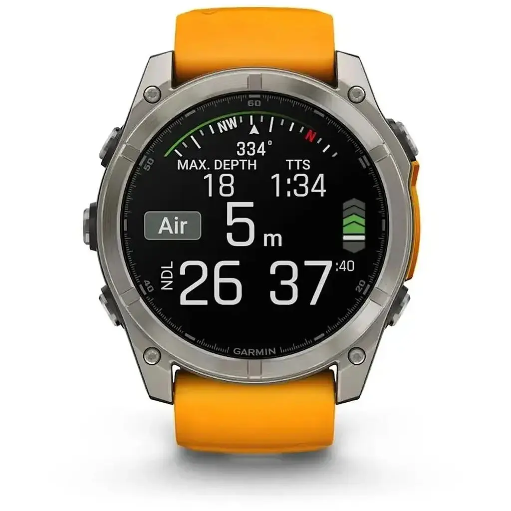 Смарт-годинник Garmin Fenix 8 51mm AMOLED Sapphire Graphite DLC Titanium with Spark Orange Silicone (010-02905-53) - фото 7