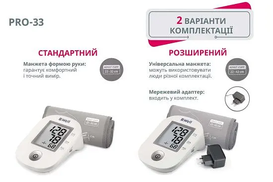 Автоматичний тонометр PRO-33 (манжета розмір М без адаптера) B.Well - фото 3