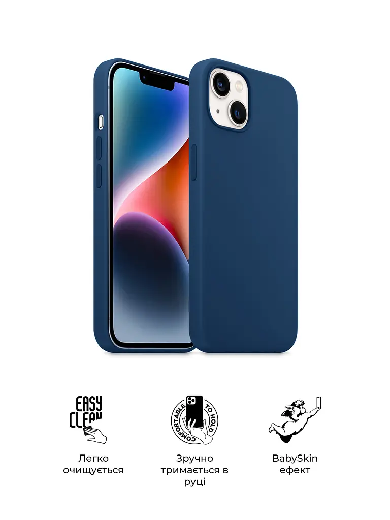 Силиконовый чехол для Apple iPhone 14 Plus, ICON2 Case, синий, противоударный, панель, защита всего корпуса, матовая поверхность Soft Touch, выступает над дисплеем, совместим с защитными стеклами и пленками, с микрофиброй, ArmorStandart (ARM63611) - фото 3