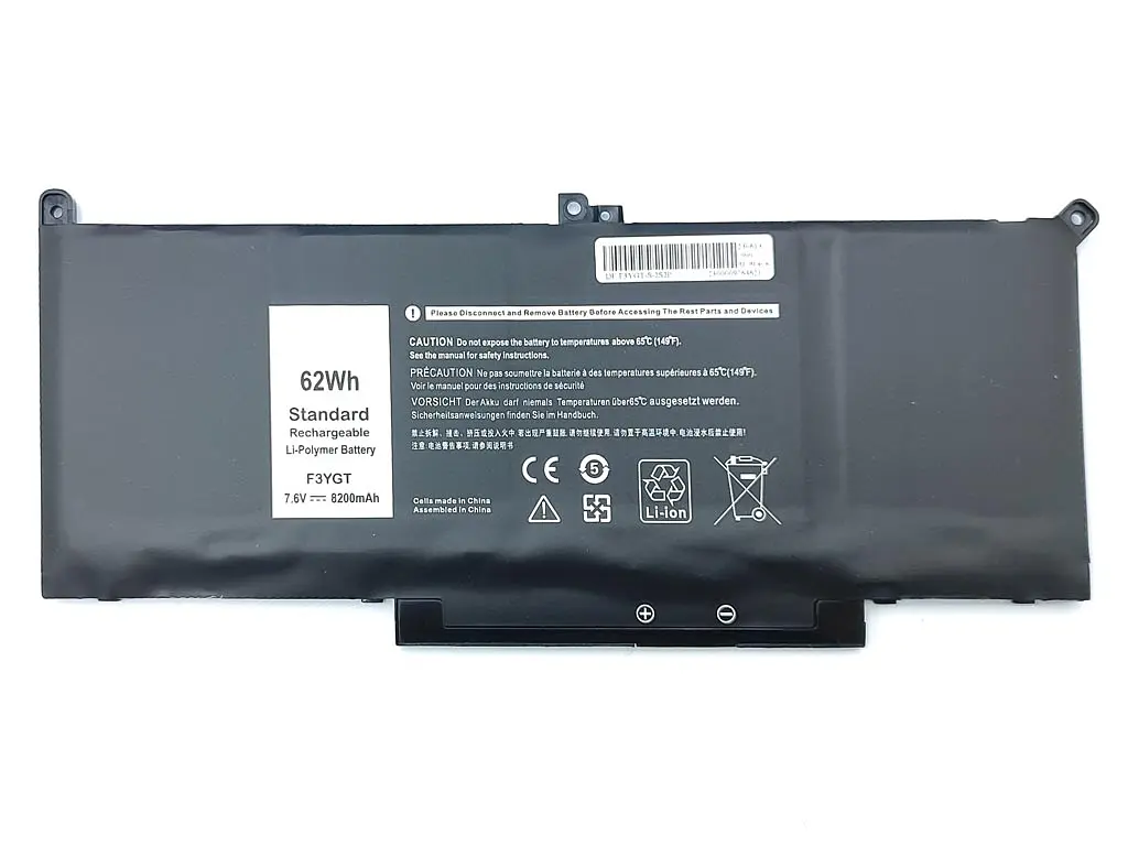 Акумулятор F3YGT для Dell Latitude 7280, 7290, 7380, 7390, 7480, 7490, E7280, E7290, E7380, E7480 (2X39G) (7.6V 8200 mAh 62Wh) - фото 2