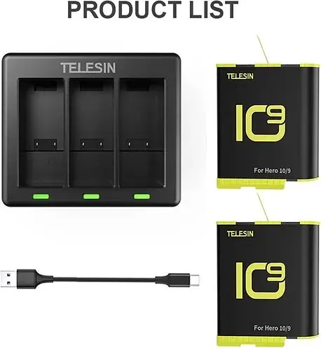 Зарядний пристрій Telesin 3 Slots Battery Charger + 2 акумулятори для Hero 9/10 GP-BTR-903 [76676] - фото 7