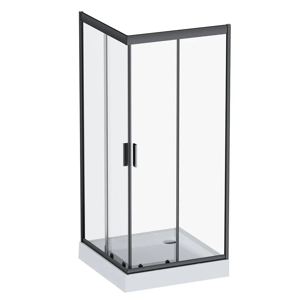 Душове огородження Square Slide AM.PM Gem 90×90 см, без піддону, чорний профіль W90UG-403-9090BT - фото 2