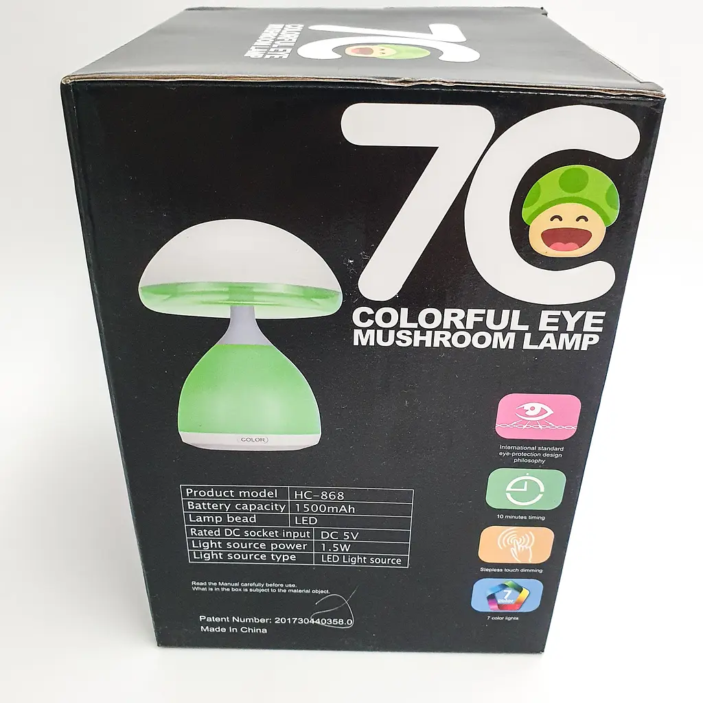 Дитячий нічник лампа Грибок 7 LED кольорів акумуляторний USB світильник іграшка HUIAN 7C LAMP HC-868 білий - фото 17