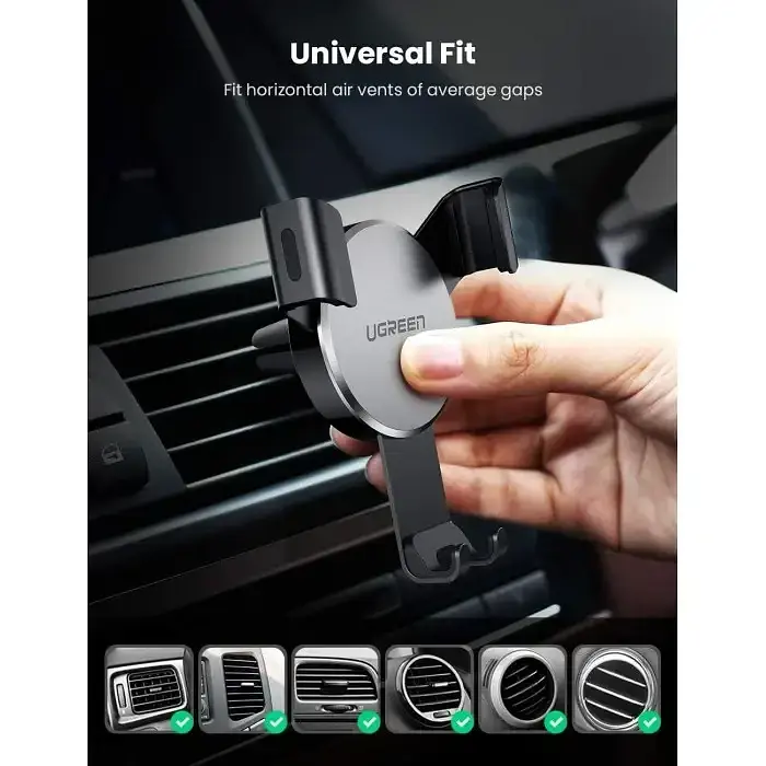 Кріплення для телефонів UGREEN LP130 Gravity Drive Air Vent Mount Phone Holder Deep Black - фото 3