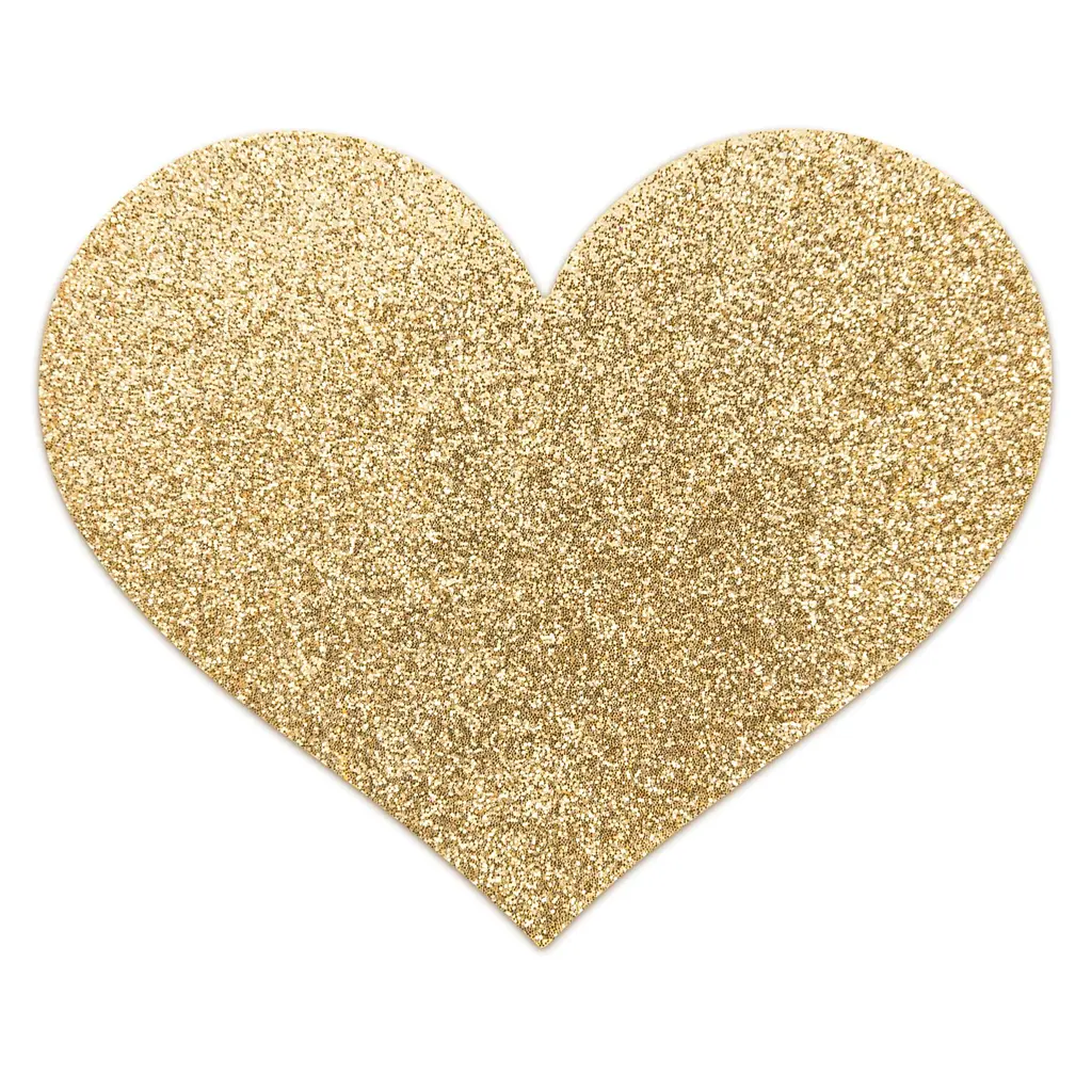 Наклейки на соски Bijoux Indiscrets Flash Glitter Pasties Heart 2 шт. золотий - фото 3