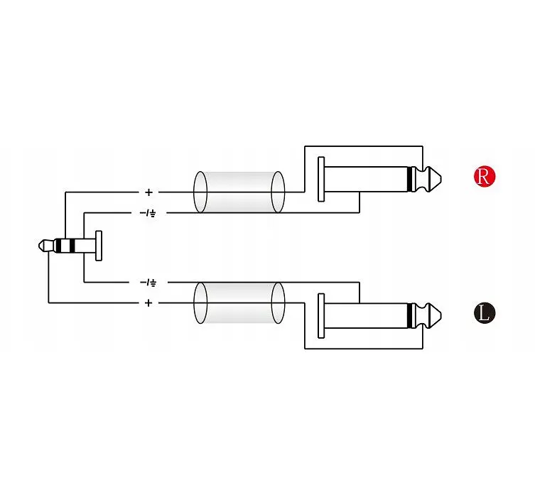 Готовый аудио кабель Mini-Jack 3,5 Stereo — 2xJack 6,3 mono Roxtone SAY-C130-L6 6м - фото 3