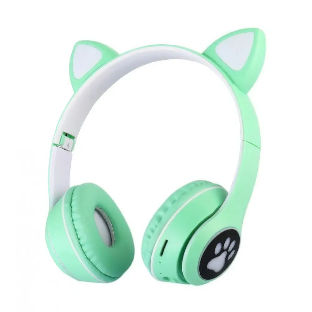 Блютуз навушники дитячі з підсвічуванням і вушками зелені Headset MZ-023 - фото 2
