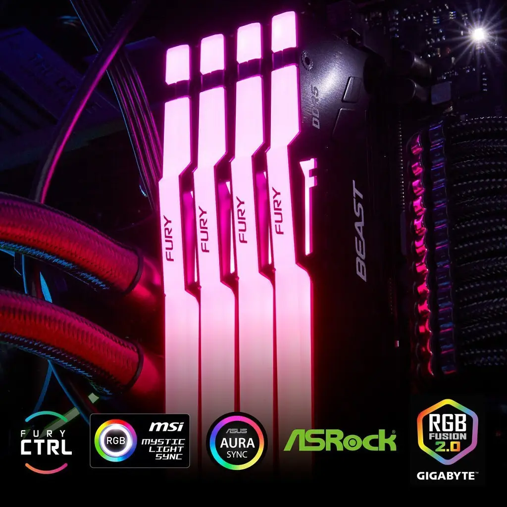 Модуль пам'яті для комп'ютера DDR5 64GB (2x32GB) 5600 MHz Beast RGB Kingston Fury (ex.HyperX) (KF556C36BBEAK2-64) - фото 5