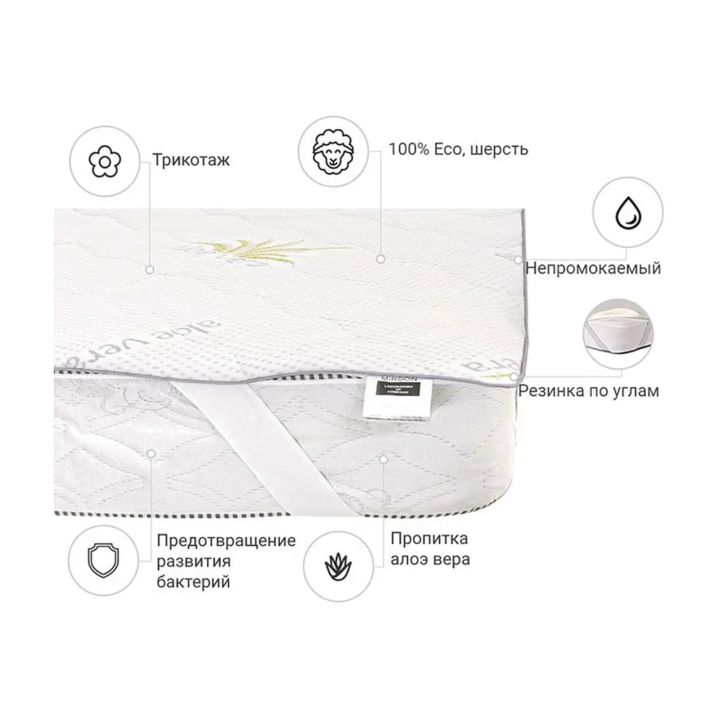 Наматрацник MirSon №1012 Alberto Wool Aloe Vera 200х200 см (2200001497399) - фото 3