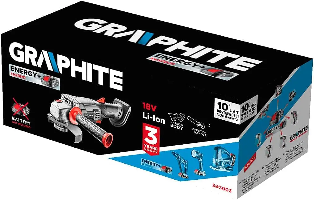 Шліфмашина кутова акумуляторна Energy + 115мм 18В Graphite teh0025537 - фото 7