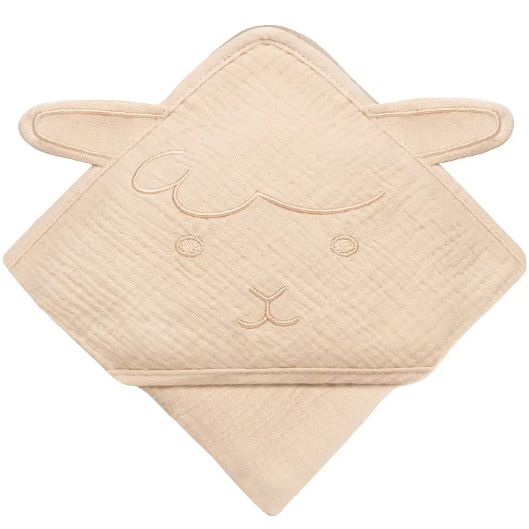 Рушник з капюшоном Lionelo Muslin Hooded Towel Beige Sand 80х80 см - фото 2