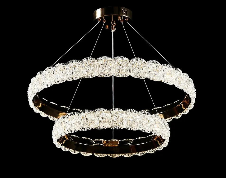 Люстра світлодіодна Splendid Ray LC01/550+350/2 LED, 2 лампи, золото/білий, сучасний стиль для дому - фото 4