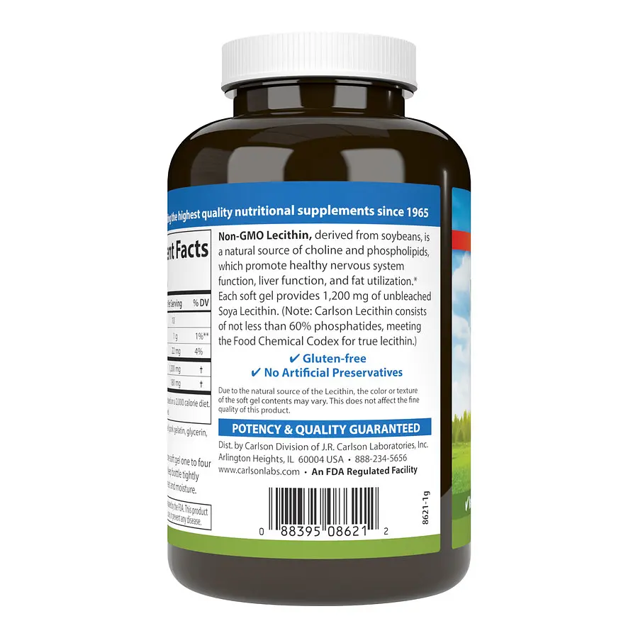 Натуральна добавка Carlson Labs Lecithin 1200 mg, 100 капсул - фото 2