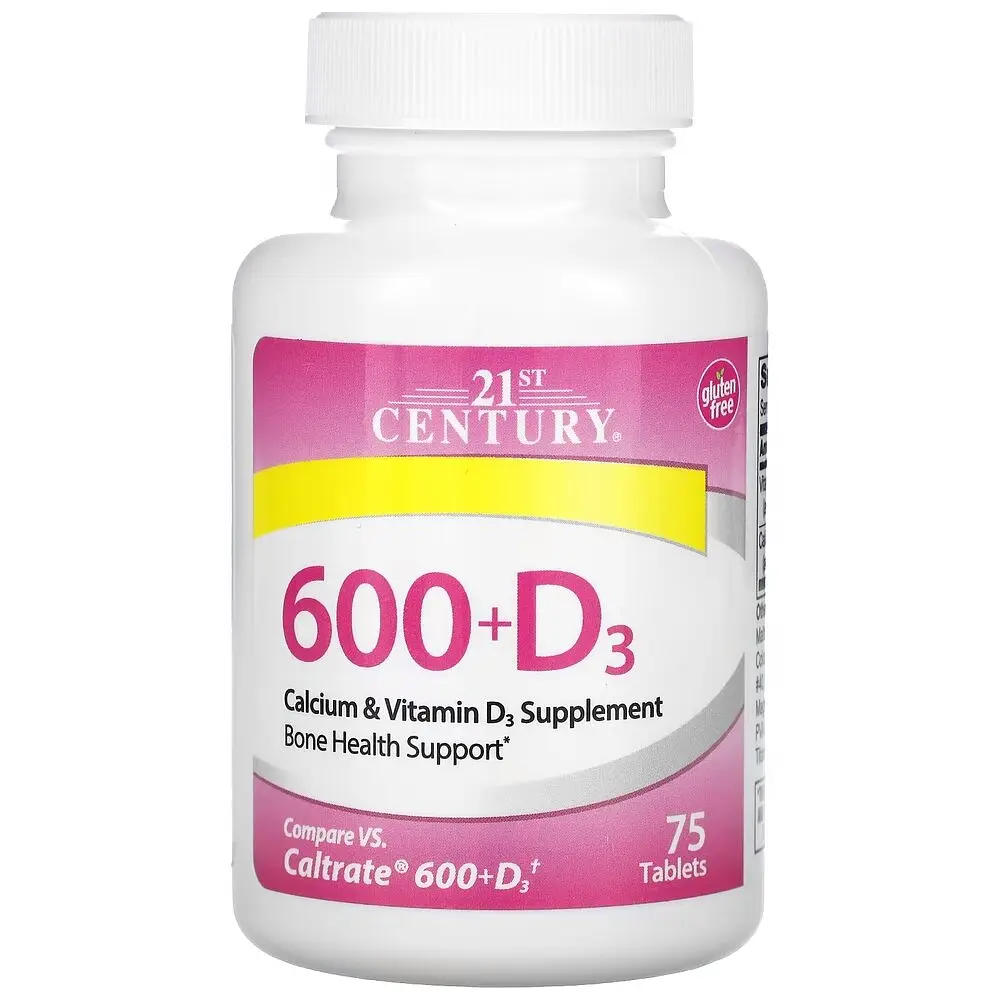 Вітаміни та мінерали 21st Century Calcium 600 mg + D3 800 IU, 75 каплет - Термін 09.26
