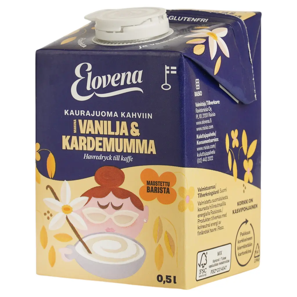 Овсяное молоко для кофе Elovena Barista с ванилью и кардамоном без глютена 500 мл - фото 2