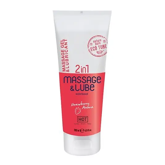 Лубрикант Hot Massage amp; Glide Gel 2in1 Strawberry-2в1 на водній основі і масажний гель з ароматом полуниці, 200 мл