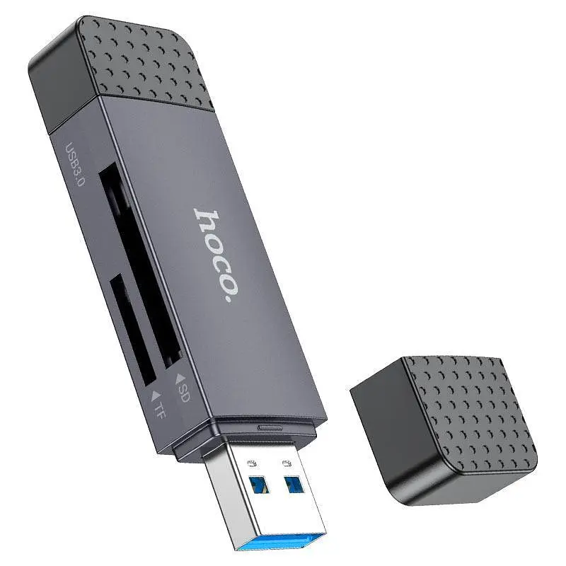 Універсальний кардридер HOCO HB45 Spirit 2-in-1 (USB 3.0 + Type-C) | SD/MicroSD, 5Gbps - Metal Gray - фото 5