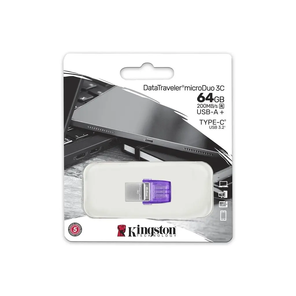 USB флеш-накопичувач Kingston DataTraveler microDuo 3C 64GB USB-A + USB-C 3.2 Gen 1 (DTDUO3CG3/64GB) [73398] - фото 3