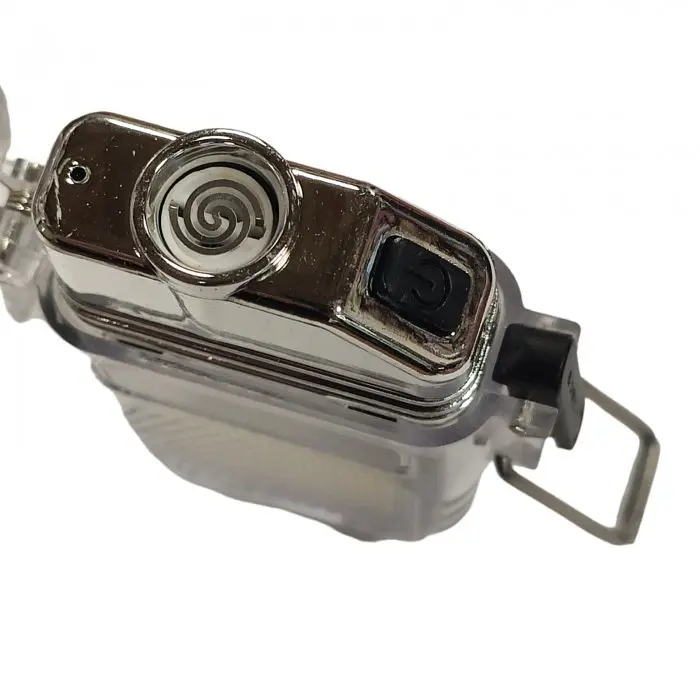 Запальничка електроімпульсна Flashlight 9258 USB з ліхтариком, чорна, спіральна - фото 5