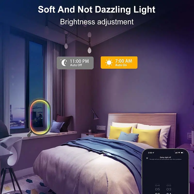 Настільна LED лампа RGB Smart desk oval lamp Bluetooth USB with app Black Epik teh0029701 - фото 3