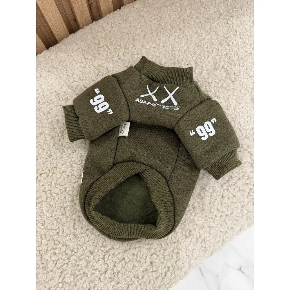 Теплий світшот ASAP Teddy хакі для собак та котів XL OFF White zoo0005774 - фото 4