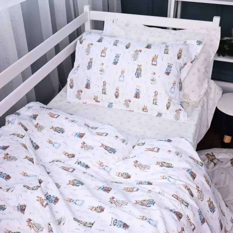 Наволочка MirSon Poplin Line Kids 03 Animals 50х70 см бежевая (2200009712982) - фото 4