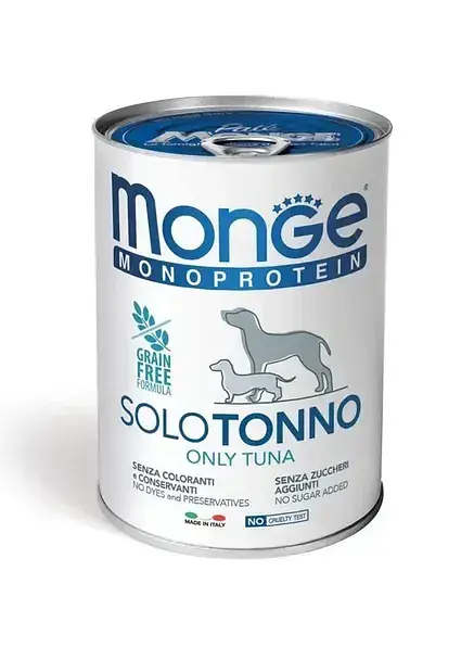 Корм Monge Monoprotein Dog Solo Tonno вологий з тунцем для дорослих собак 400 гр
