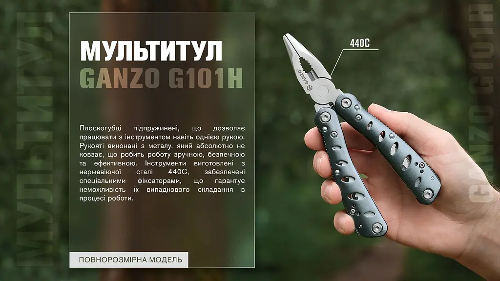 Мультитул Multi Tool Ganzo G101-H сірий - фото 8