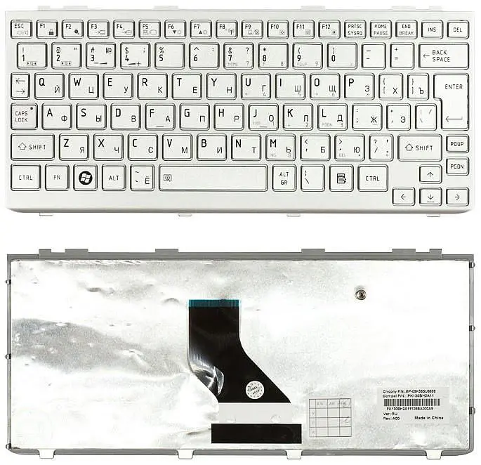 Клавіатура Toshiba Mini (NB200, NB300, NB305) Silver, (Silver Frame) UA (вертикальний ентер) - фото 3