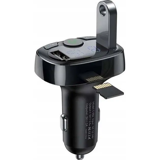 FM-трансмітер Baseus FM Launcher S-09 Standart Edition 2.4A 2хUSB-A Black (CCMT000001) [96092] - фото 4