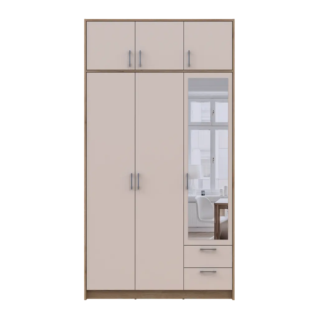 Шафа для одягу Doros Ронді з антресолей і дзеркалом Дуб Артизан/Кашемір 3ДСП 121х52х236 (80737821) - фото 4