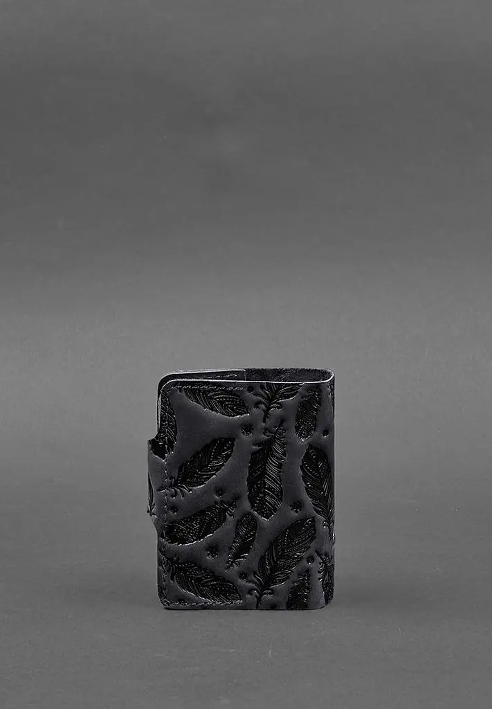 Кожаный кард-кейс 7.1 (Книжечка) синий с перьями Crazy Horse - фото 5