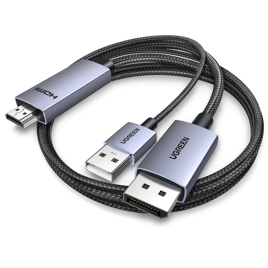 Відеокабель-перетворювач UGREEN HD169 HDMI - DisplayPort 4K 60 Гц 1,5 м темно-сірий (25153)