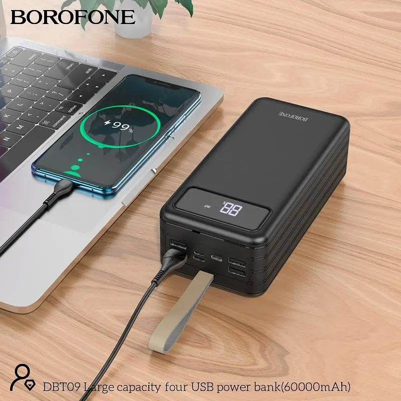 Портативный аккумулятор BOROFONE DBT09 Large papacity four USB 60000mAh черный - фото 7