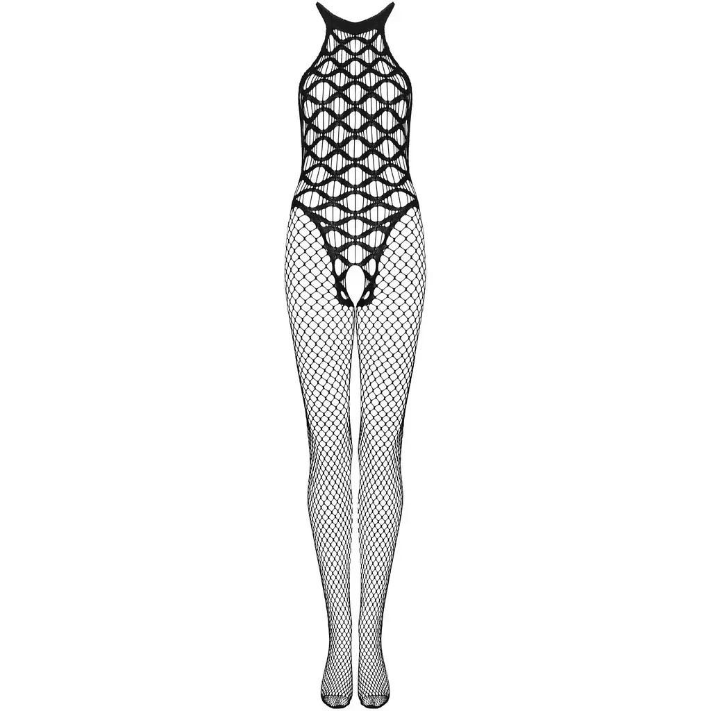 Сітчастий бодістокінг з імітацією боді Obsessive Bodystocking G332 S/M/L, Black, з доступом - фото 3