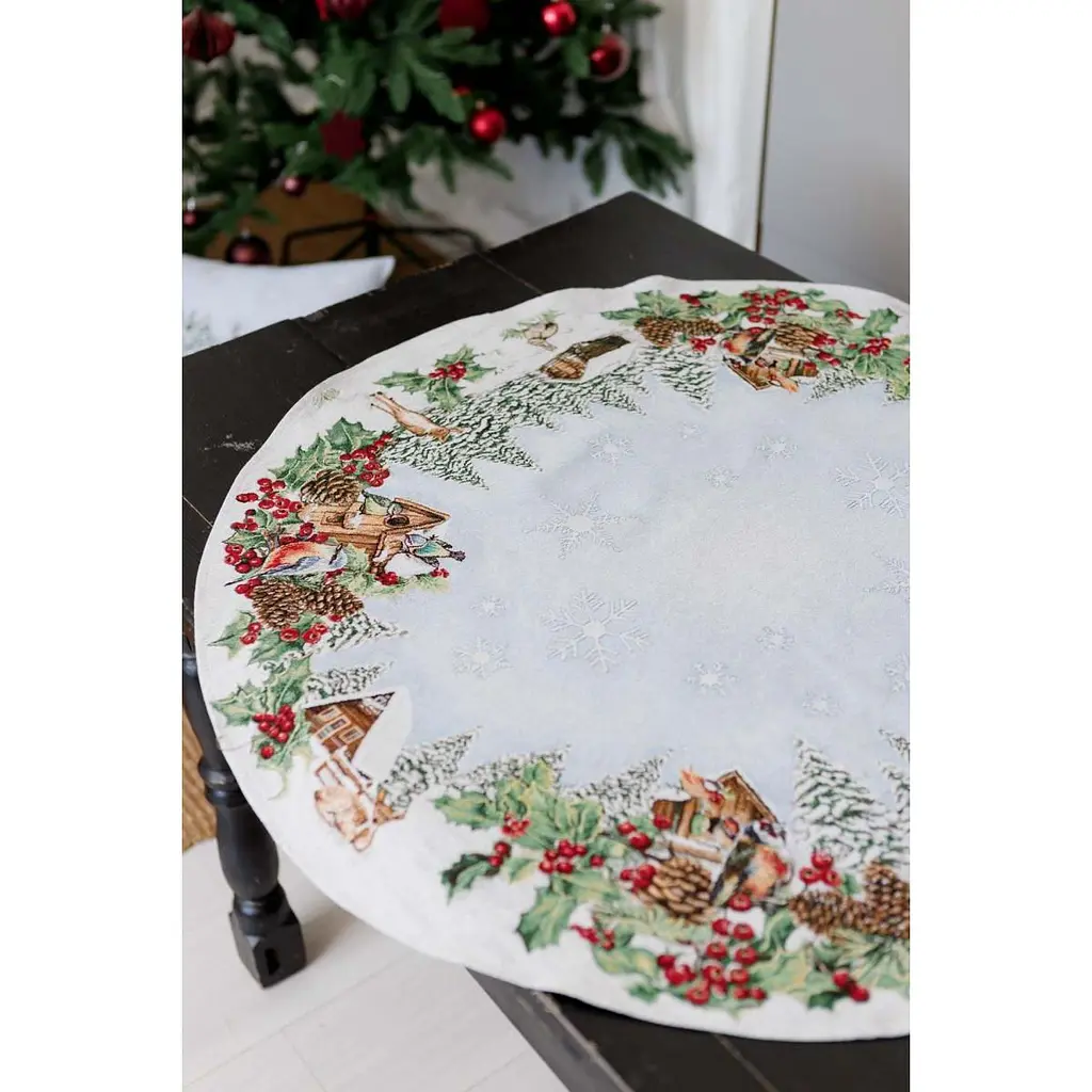 Скатертина гобеленова Прованс Squirrel з люрексом 180 см (41707) - фото 4
